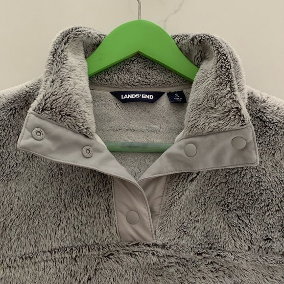 Land’s End S Sherpa Fleece Snap Neck Pullover New No Tag. - Picture 2 of 9